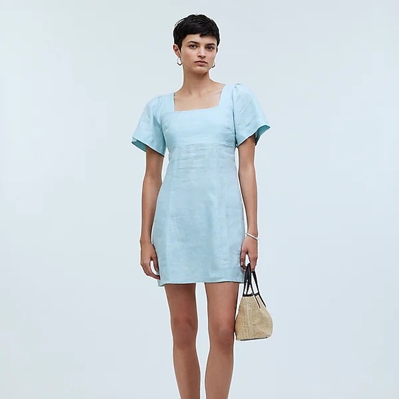 Madewell Square-Neck Midi Dress In 100% Linen - Picture 1 of 9